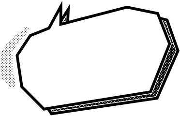 ポップな角ばった下向き吹き出しフレーム　水玉