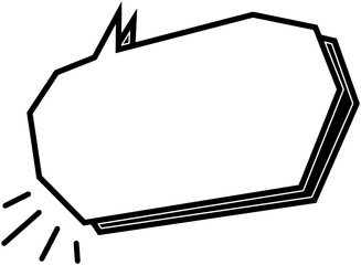 ポップな角ばった下向き吹き出しフレーム　集中線