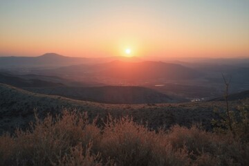 Fototapeta premium Wasatch Range Sunset With Rolling Hills And Warm Earth Tones