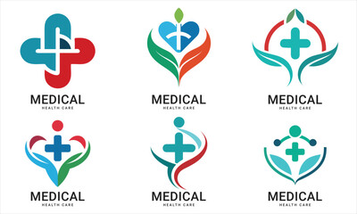 A Set of medical pharmacy and health care logo design vector collection