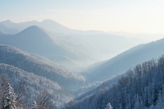 Catskill Mountains In Winter With Snow-Covered Landscape