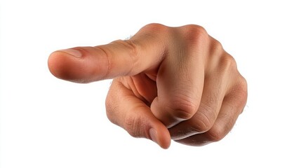 A close-up of a hand pointing, indicating direction or emphasis.