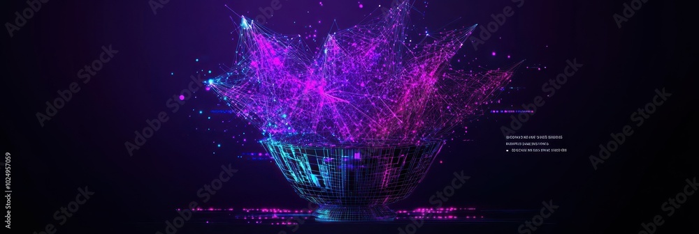 Poster a digital representation of interconnected data points resembling a bowl of light.