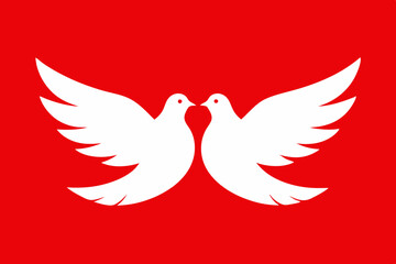 Obraz premium White dove vector design on a red background
