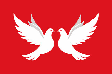 Fototapeta premium White dove vector design on a red background