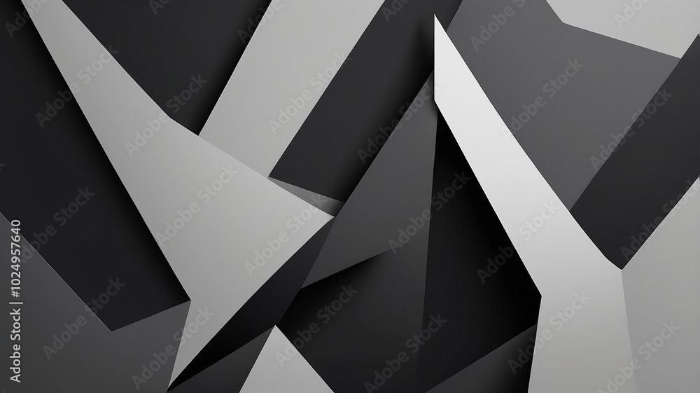 Aufkleber abstract geometric pattern in black, white, and gray tones, creating a dynamic visual effect.