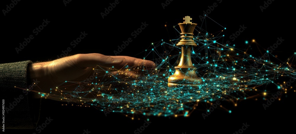 Sticker A hand reaching towards a glowing chess piece, symbolizing strategy and decision-making.