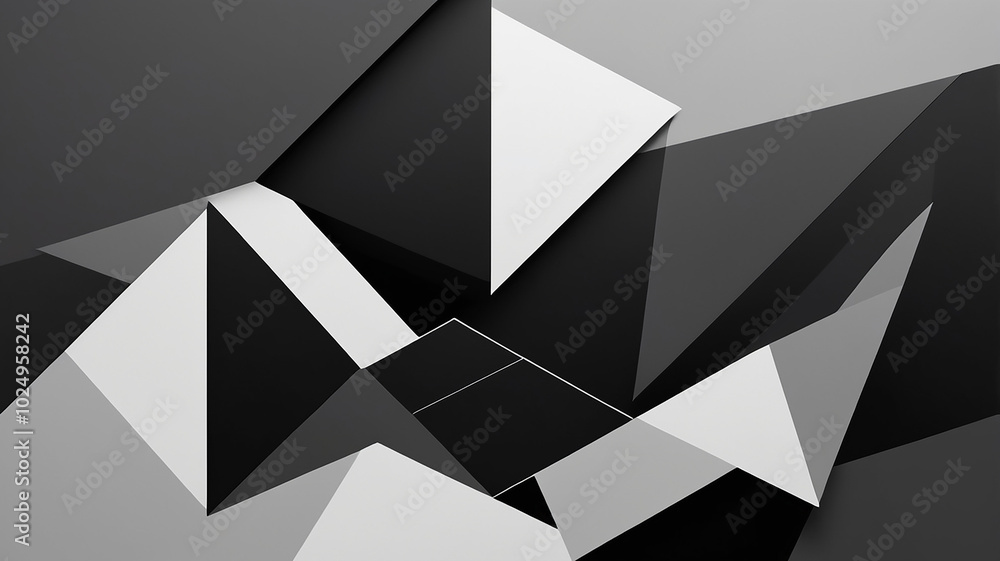 Aufkleber abstract geometric pattern in black, white, and gray tones, creating a dynamic visual effect.