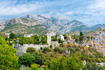 Fototapeta premium view on old town Stari Bar in Montenegro