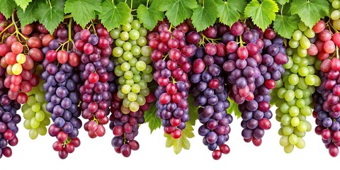 Seamless grapevine texture with mix of red and purple grapes