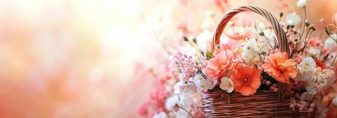 A beautiful floral arrangement in a woven basket, evoking warmth and nature.