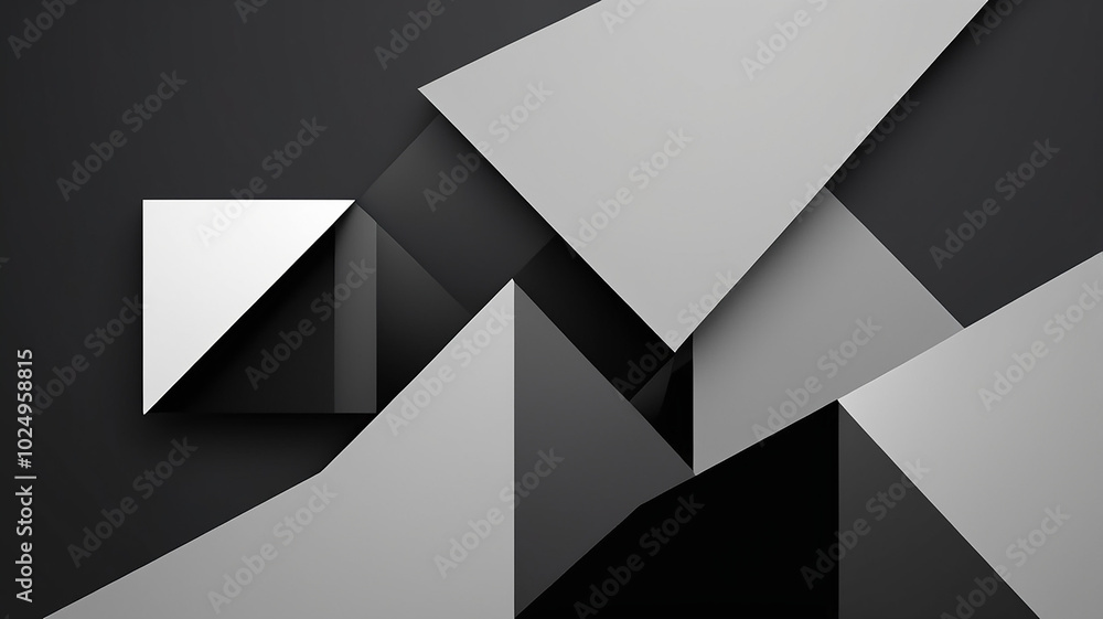 Aufkleber abstract geometric pattern in black, white, and gray tones, creating a dynamic visual effect.