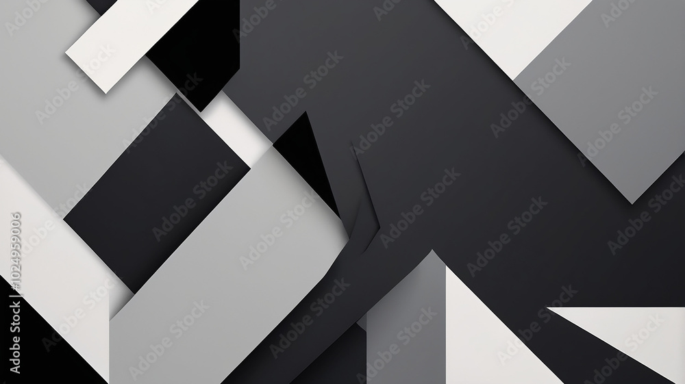 Aufkleber abstract geometric pattern in black, white, and gray tones, creating a dynamic visual effect.