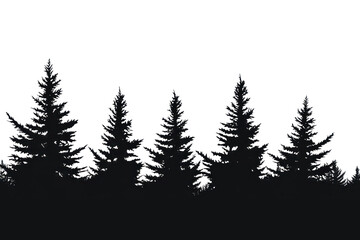 PNG Pine tree border trees silhouette black.