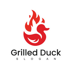 Grilled Duck logo design culinary label template idea