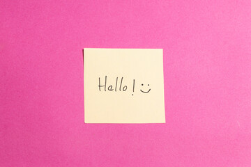 A yellow sticky note with the word 