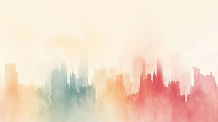 Fototapeta premium Pastel Watercolor City Skyline