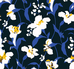 botanical floral vector seamless pattern with roses herbs and leaves big set background with flowers