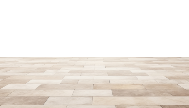 empty room with stone floor isolated on transparent background cutout	
