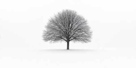 Lone Tree in Snowy Field