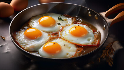 fried egg in a frying pan