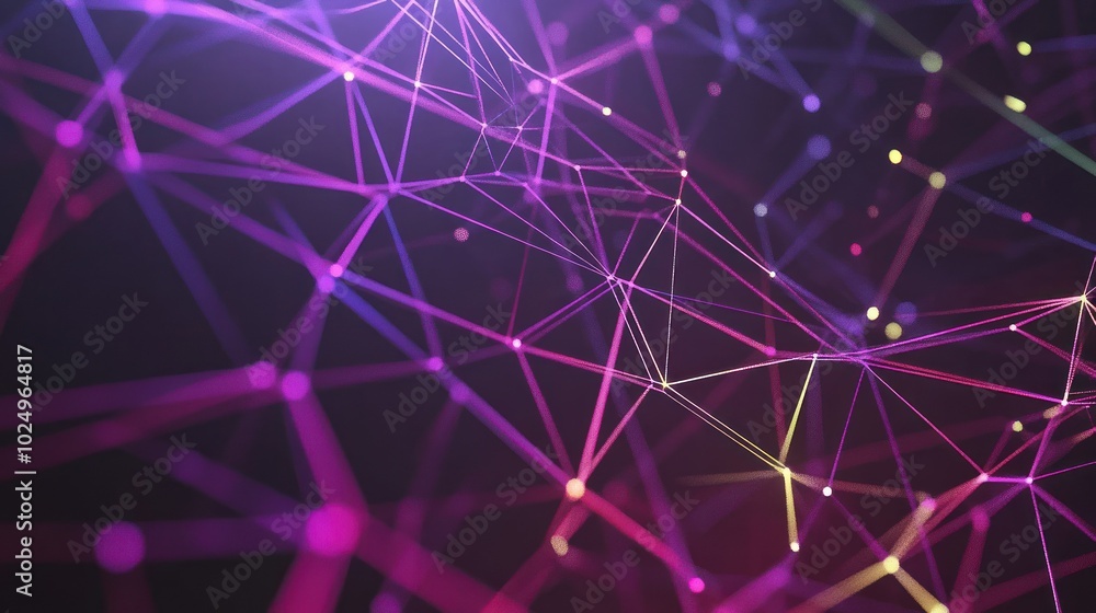 Aufkleber abstract digital background with interconnected lines and nodes in vibrant colors.