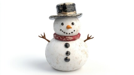 3D Render of a Snowman Sculpture on White Background. AI generated illustration.