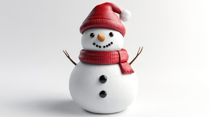 3D Render of a Snowman Sculpture on White Background. AI generated illustration.