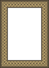 Obraz premium Vector square gold with black national Persian ornament. Rectangle, frame, border, ethnic pattern of the peoples of Iran, Iraq, Tajikistan