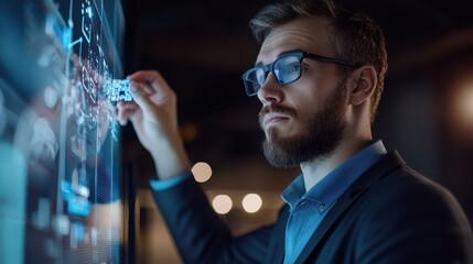 Businessman Interacting with Digital Interface