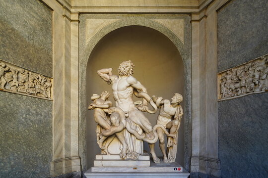 Rome, Italy - September 20, 2024: Laocoon and His Sons is one of the most famous ancient sculptures.