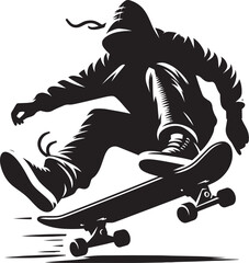 Skateboarding Silhouette illustration isolated on a white background © Md Hasan