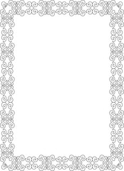 Vector black contour square Kazakh national ornament. Ethnic pattern of the peoples of the Great Steppe