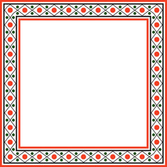 Vector square colored ancient Russian ornament. Slavic rectangle, border, frame. Painting of the royal chambers