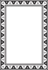 Vector black monochrome square gothic ornament. Medieval European silhouette, rectangle, border. Classic pattern of the Germans, Angles, Saxons, Franks