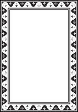 Vector black monochrome square gothic ornament. Medieval European silhouette, rectangle, border. Classic pattern of the Germans, Angles, Saxons, Franks