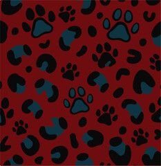 dog foot,Vector seamless pattern with cute dogs, bones and paws on light blue. Cute dog breeds in different poses  background. Dog pattern, pet print perfect for kids textile.