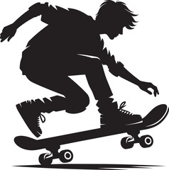 Skateboarding Silhouette illustration isolated on a white background