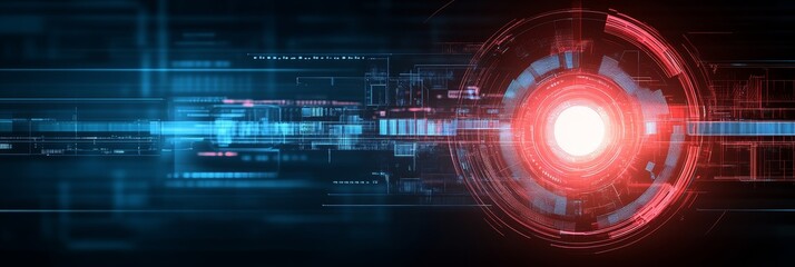 Futuristic Technology, Abstract Background with Digital HUD Interface, Cybersecurity Concept