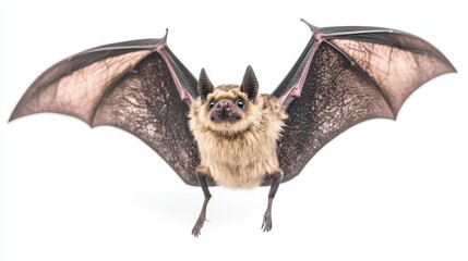 Fototapeta premium A vampire bat flying with its wings spread wide focus on Dark and mysterious, perfect for Halloween mockups dynamic Fusion Isolated white background