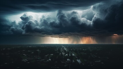 Fototapeta premium A time-lapse image of the storm clouds darkening the sky.generative ai illustration