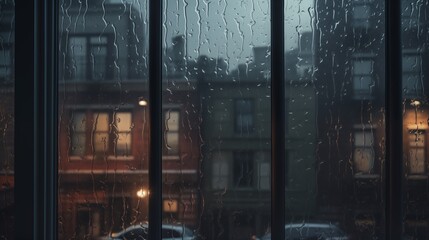 Rain pelting against windows with strong winds visible outside.generative ai illustration