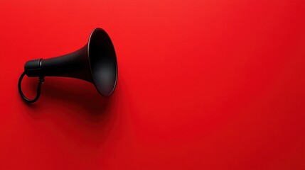 Striking Red Backdrop with a Powerful Black Megaphone