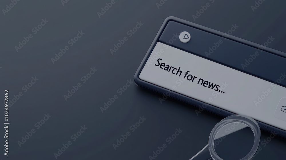 Poster a search bar interface inviting users to look for news updates.