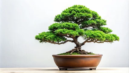  bonsai tree in pot with white background, Asymmetrical © Sayfar