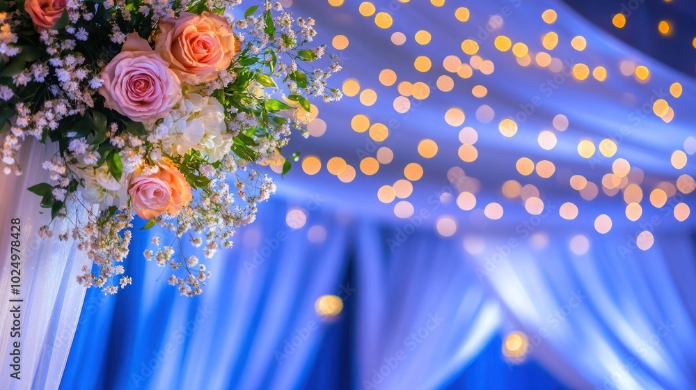 Poster A beautifully arranged floral display with soft lighting, perfect for celebrations or events.