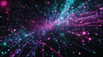 Fototapeta premium Abstract visualization of interconnected data points in vibrant colors.