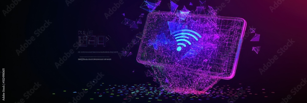 Poster digital representation of a secure wi-fi connection with vibrant, abstract visuals.