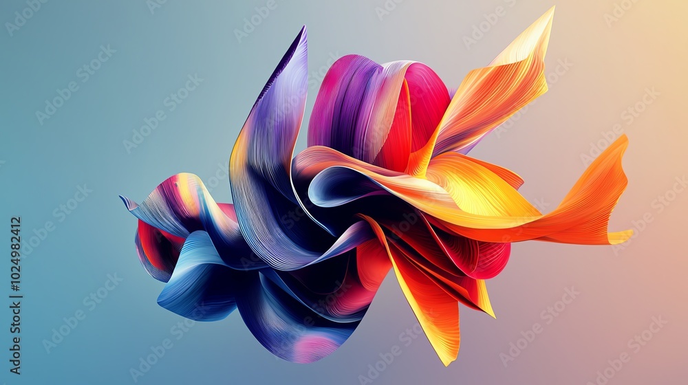 Poster Colorful abstract design with dynamic flowing shapes.