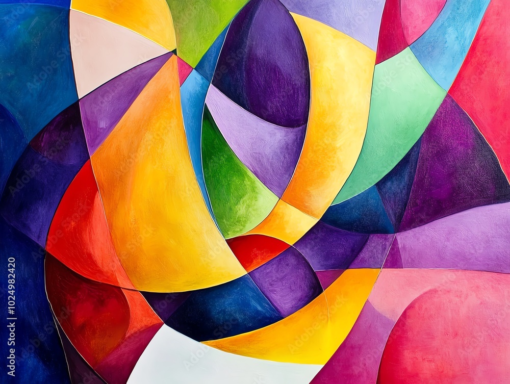 Aufkleber Colorful abstract composition with dynamic shapes and curves.